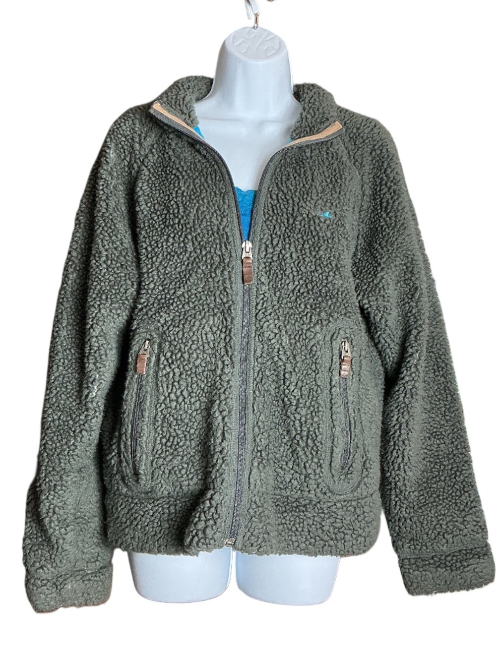Hollister Sherpa Fleece Jacket Coat, West Coast Classics Patch, Vintage, Gray S